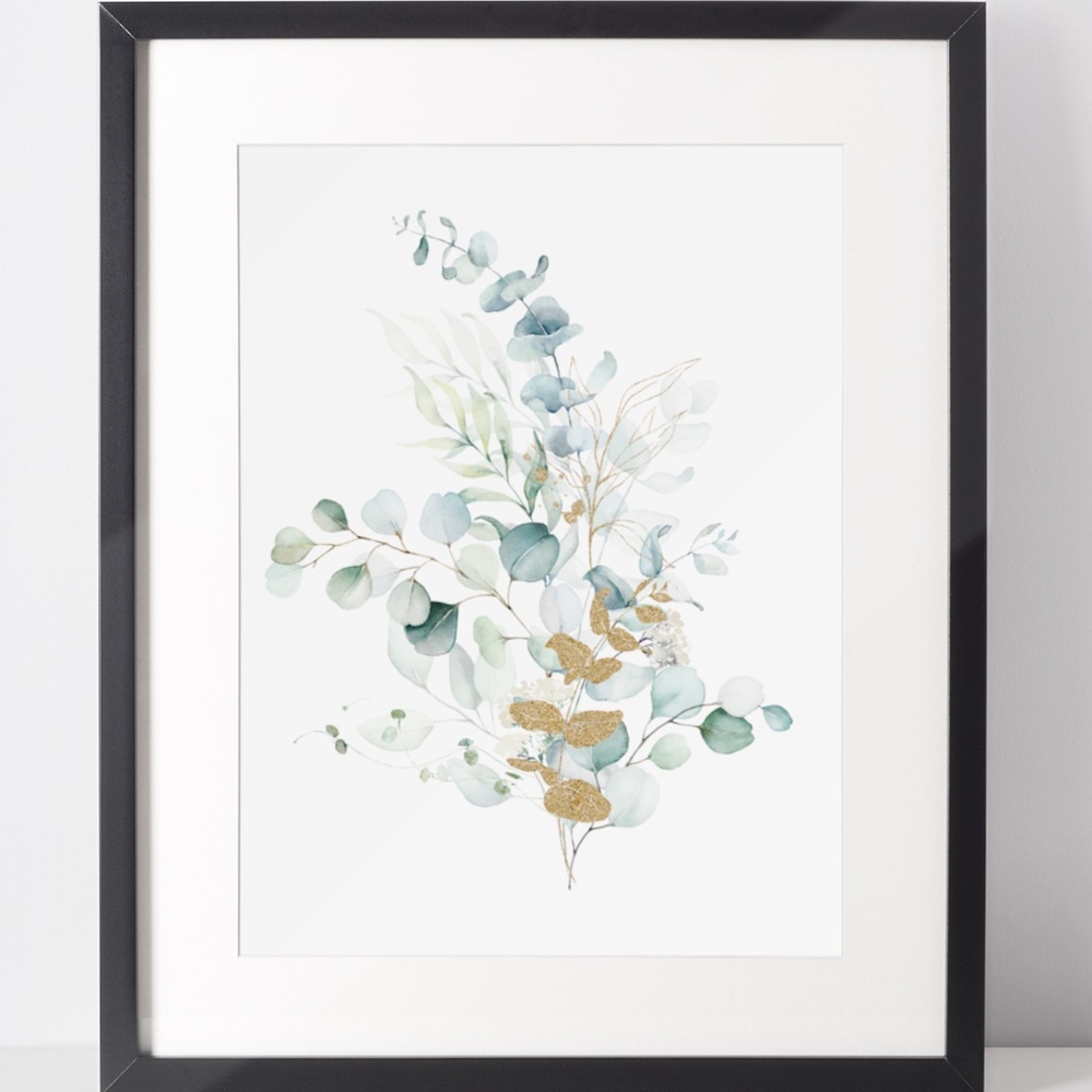 Wall Art Watercolor Botanical Eucalyptus Branch Print Unframed - Picture 1 of 12
